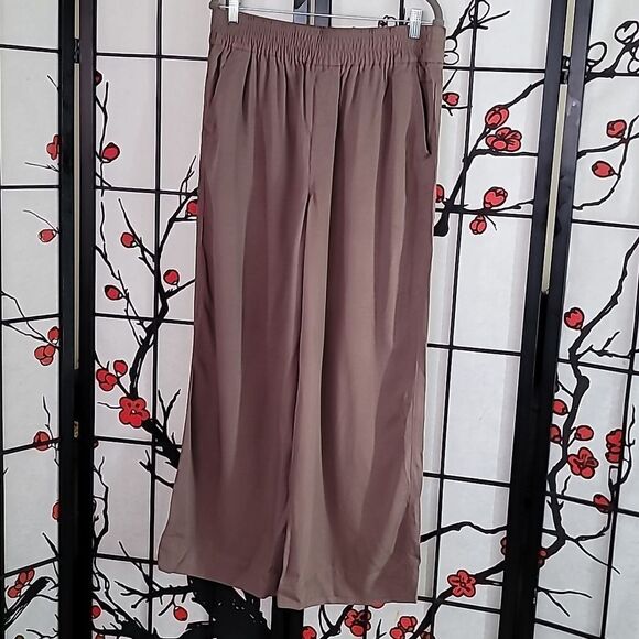 Madewell Drapeweave Carley Wide Leg Brown Pants Size Large - Picture 2 of 9